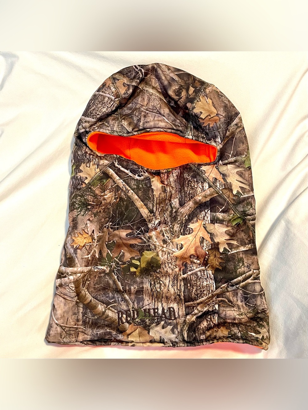 Red Head Brand Camo Balaclava-Reverse Camo/Blaze Orange-Face Mask-Neck Wrap-Hat